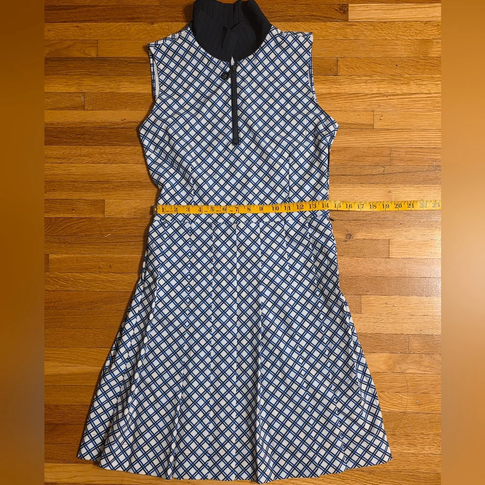 Tory Burch Blue and White Sleeveless Polo Mini Dress